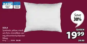 JYSK SOLA Synthetic pillow offer