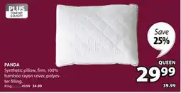 JYSK PANDA Synthetic pillow, firm, 100% bamboo rayon cover polyester filling offer