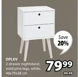 JYSK OPLEV 2-drawer nightstand offer