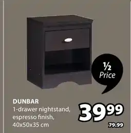 JYSK DUNBAR 1-drawer nightstand offer