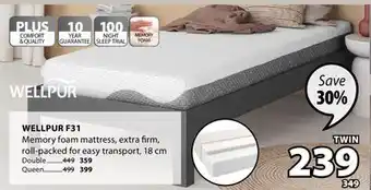 JYSK WELLPUR F31 Memory foam mattress, extra firm offer