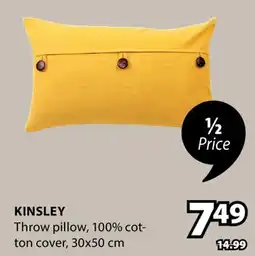 JYSK KINSLEY Throw pillow, 100% cot- ton cover offer