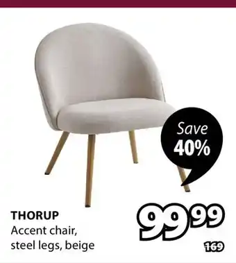 JYSK THORUP Accent chair, steel legs, beige offer