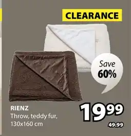 JYSK RIENZ Throw, teddy fur offer