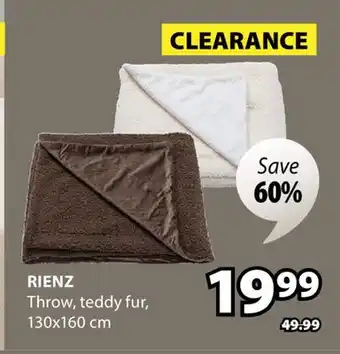 JYSK RIENZ Throw, teddy fur offer