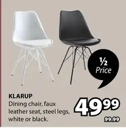 JYSK KLARUP Dining chair, faux leather seat, steel legs, white or black offer