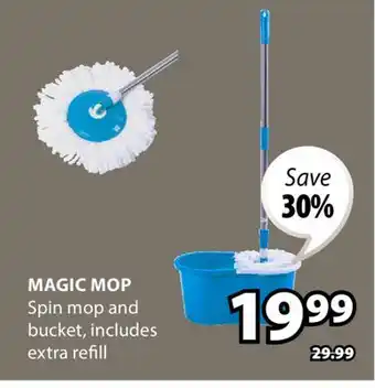 JYSK MAGIC MOP Spin mop and bucket, includes extra refill offer