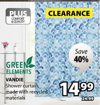 JYSK VANDIE Shower curtain, made with recycled materials offer