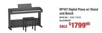 Long & McQuade RP107 Digital Piano w/ Stand and Bench offer