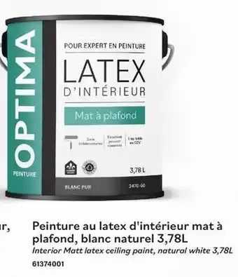 Matériaux Pont Masson Optima Ceiling Interior Latex Paint Pure White 3.78 L offer