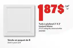 Matériaux Pont Masson 2' x 2' Textured White MDF Ceiling Tile (Pack of 8) offer