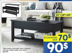 Rossy Lift top coffee table with shelf offer