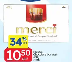 Rossy MERCI Chocolate bar asst offer