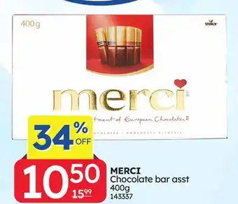 Rossy MERCI Chocolate bar asst offer