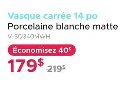 Bath Depot Vasque carrée 14 po Porcelaine blanche matte offer