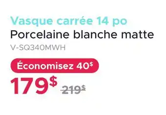 Bath Depot Vasque carrée 14 po Porcelaine blanche matte offer