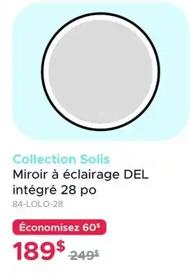 Bath Depot Miroir à éclairage DEL intégré 28 po Collection Solis offer