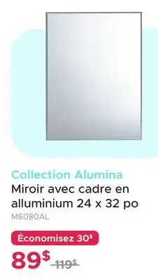 Bath Depot Miroir avec cadre en alluminium 24 x 32 po Collection Alumina offer