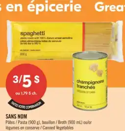 Pharmaprix NO NAME Pasta (900 g), Broth (900 mL) or Canned Vegetables offer