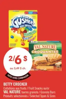 Pharmaprix BETTY CROCKER Fruit Snacks or VAL NATURE Granola Bars offer