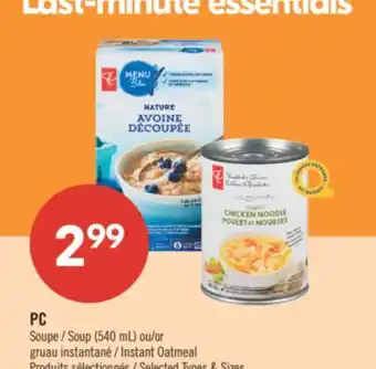 Pharmaprix PC Soup (540 mL) or Instant Oatmeal offer