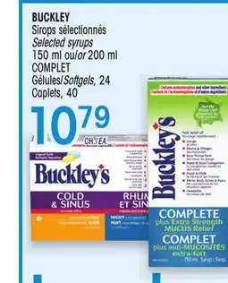 Uniprix BUCKLEY Sirops sélectionnés/ Selected syrups, COMPLET Gélules/Softgels, Caplets offer