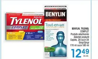 Uniprix BENYLIN, TYLENOL COMPLET Produits sélectionnés/ Selected products, Caplets, Sirop/Syrup offer