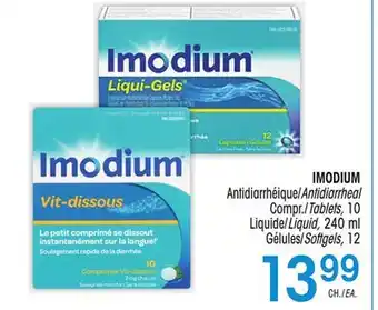 Uniprix IMODIUM Antidiarrhéique/Antidiarrheal/Compr./Tablets/ Liquide/Liquid/Gélules/Softgels offer