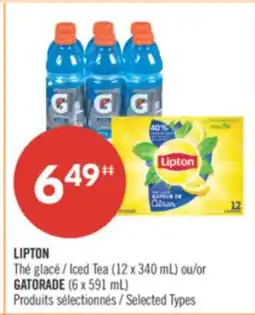 Pharmaprix LIPTON Iced Tea (12 x 340 mL) or GATORADE (6 x 591 mL) offer