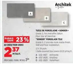 BMR TUILE DE PORCELAINE SONDER offer