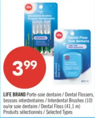 Pharmaprix LIFE BRAND Dental Flossers, Interdental Brushes (10) Dental Floss (41,1 m) offer