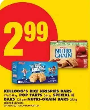 No Frills Kellogg's rice krispies bars, pop tarts, special k bars or nutri-grain bars offer