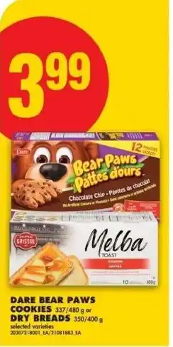 No Frills Dare bear paws cookies or dry breads offer