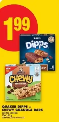 No Frills Quaker dipps or chewy granola bars offer