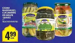 Food Basics Cedar marinades, cucumbers or grape leaves offer