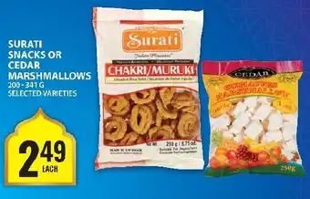 Food Basics Surati snacks or cedar marshmallows offer