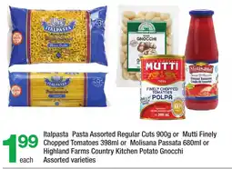 Highland Farms Italpasta Pasta Assorted Regular Cuts or Mutti Finely Chopped Tomatoes or Molisana Passata or Highlands Farms Country Kitchen offer