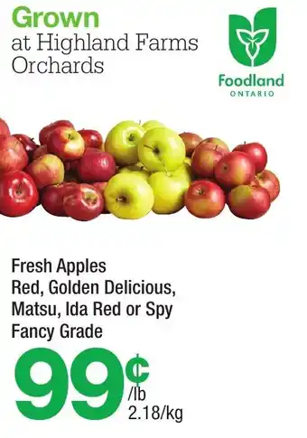 Highland Farms Fresh apples red, golden delicious, matsu, ida red or spy fancy grade offer