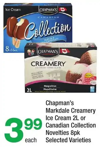 Highland Farms Chapman's Markdale Creamery Ice Cream or Canadian Collection Novelties offer