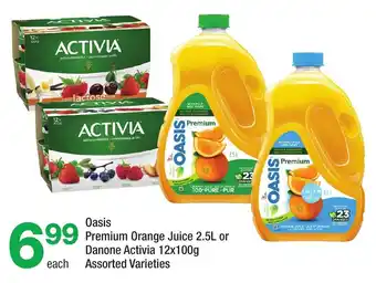 Highland Farms Oasis Premium Orange Juice or Danone Activia offer