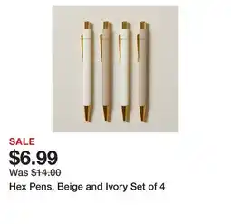 Chapters Indigo Hex Pens, Beige and Ivory Set of 4 offer