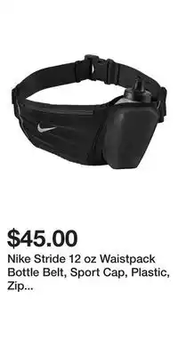 Sport Chek Nike Stride 12 oz Waistpack Bottle Belt, Sport Cap, Plastic, Zip Pocket offer