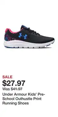 Sport Chek Under Armour Kids' Pre-School Outhustle Print Running Shoes offer