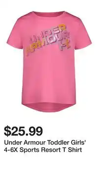 Sport Chek Under Armour Toddler Girls' 4-6X Sports Resort T Shirt offer