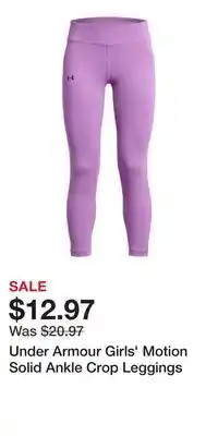 Sport Chek Under Armour Girls' Motion Solid Ankle Crop Leggings offer