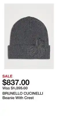 Holt Renfrew BRUNELLO CUCINELLI Beanie With Crest offer