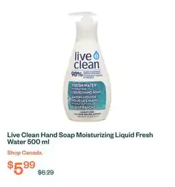 Voilà Live Clean Hand Soap Moisturizing Liquid Fresh Water 500 ml offer