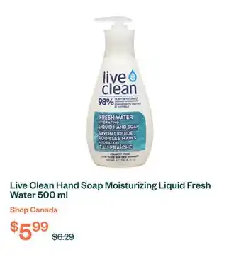 Voilà Live Clean Hand Soap Moisturizing Liquid Fresh Water 500 ml offer