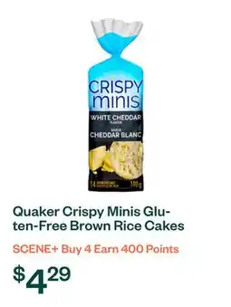 Voilà Quaker Crispy Minis Gluten-Free Brown Rice Cakes White Cheddar 140 g offer