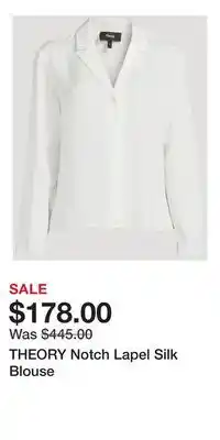 Holt Renfrew THEORY Notch Lapel Silk Blouse offer